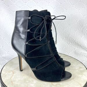 Sam Edelman Dressy Boots Sz 11 Black Leather Suede Stiletto Heel Formal Booties